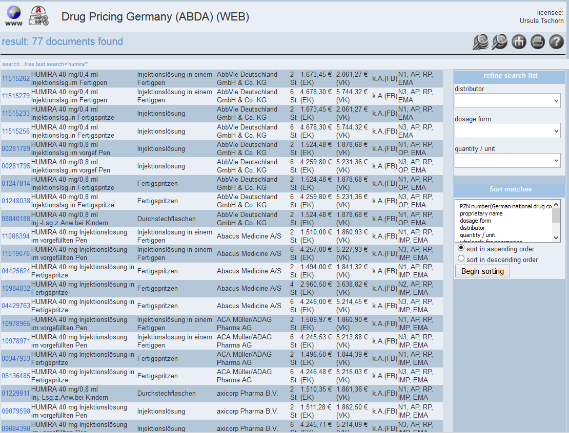 Drug Pricing Germany 2 (list of results)